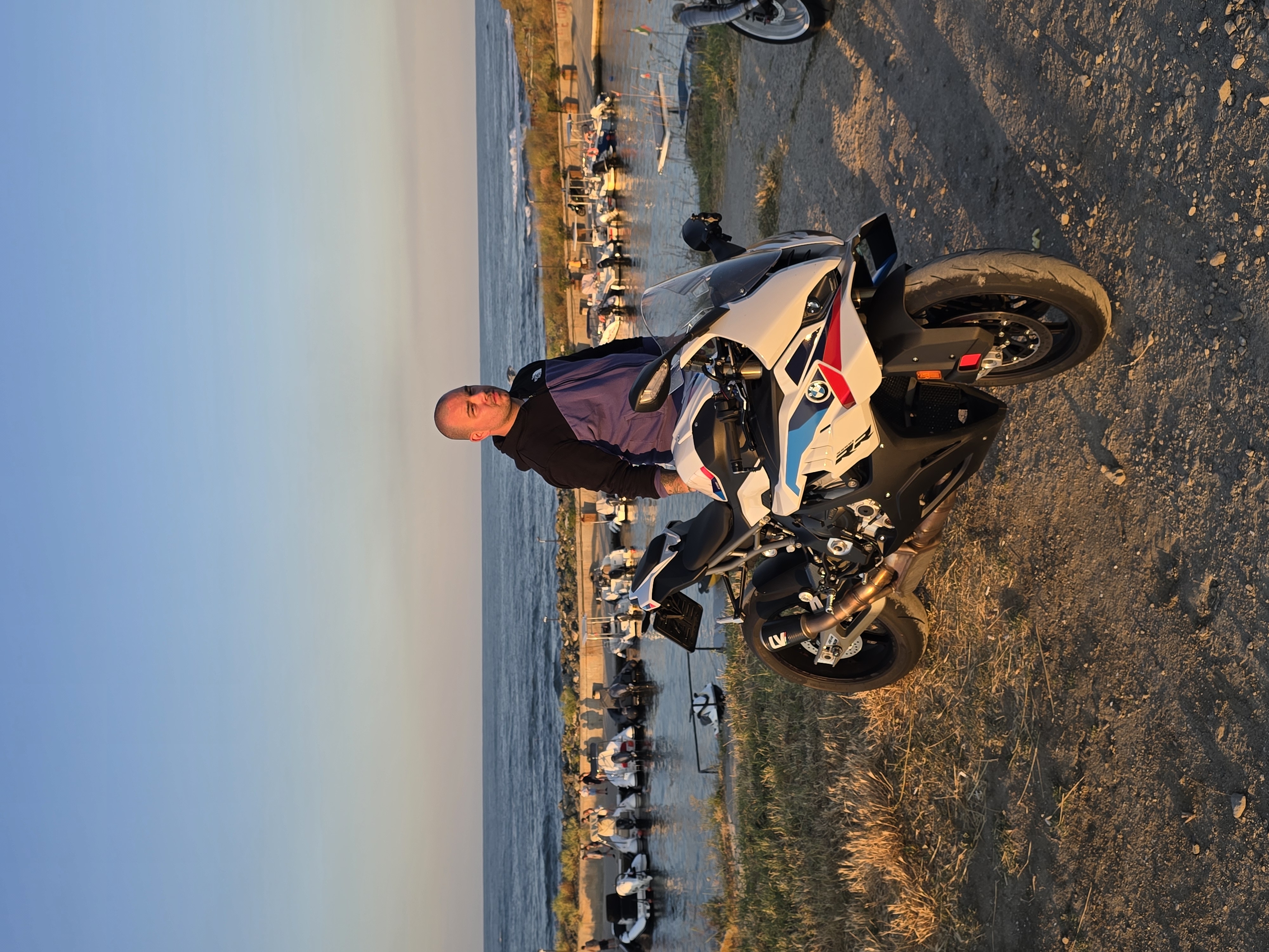 Ivan with his BMW S1000RR at sunset